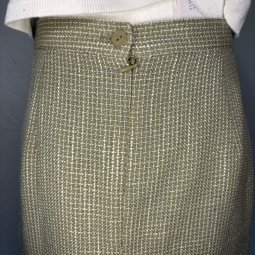 Conrad C Collection Wool Blend Maxi Skirt | Green Textured | Size 10 - Picture 10 of 16